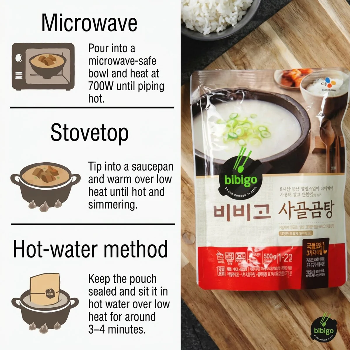 Bibigo Beef Bone Flavored Soup - 500g - Image 2