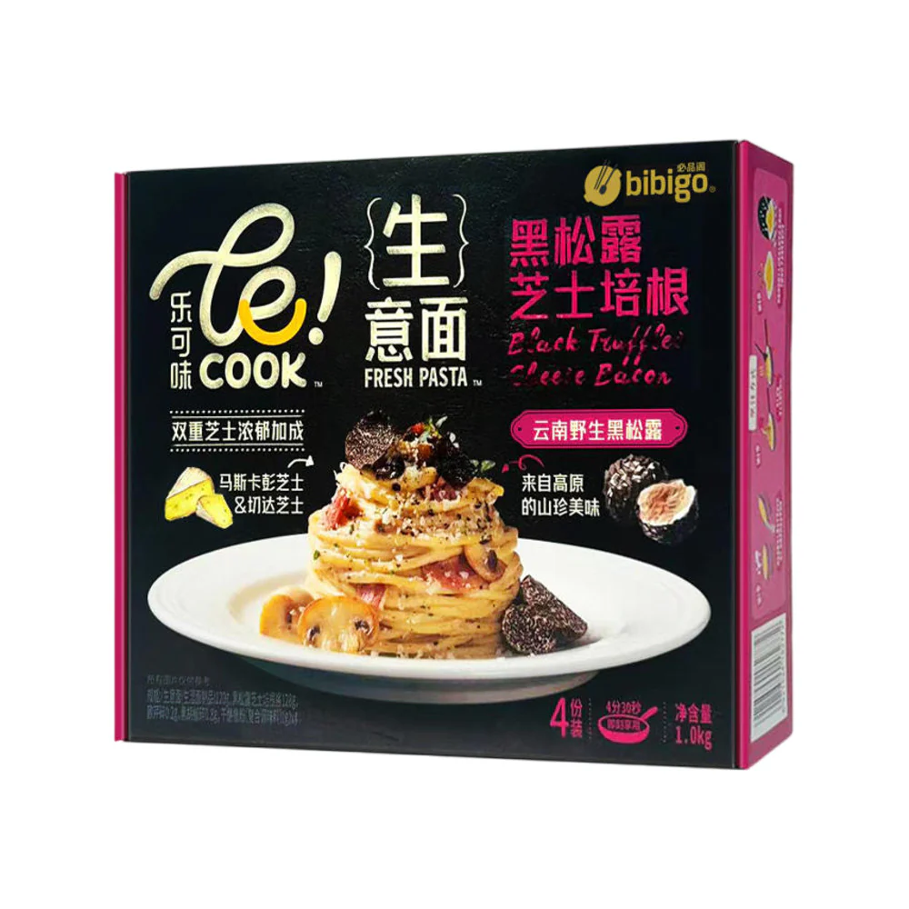 bibigo le! COOK Fresh Pasta – Black Truffle Cheese & Bacon 250g x 4 – Limited Import - Image 3