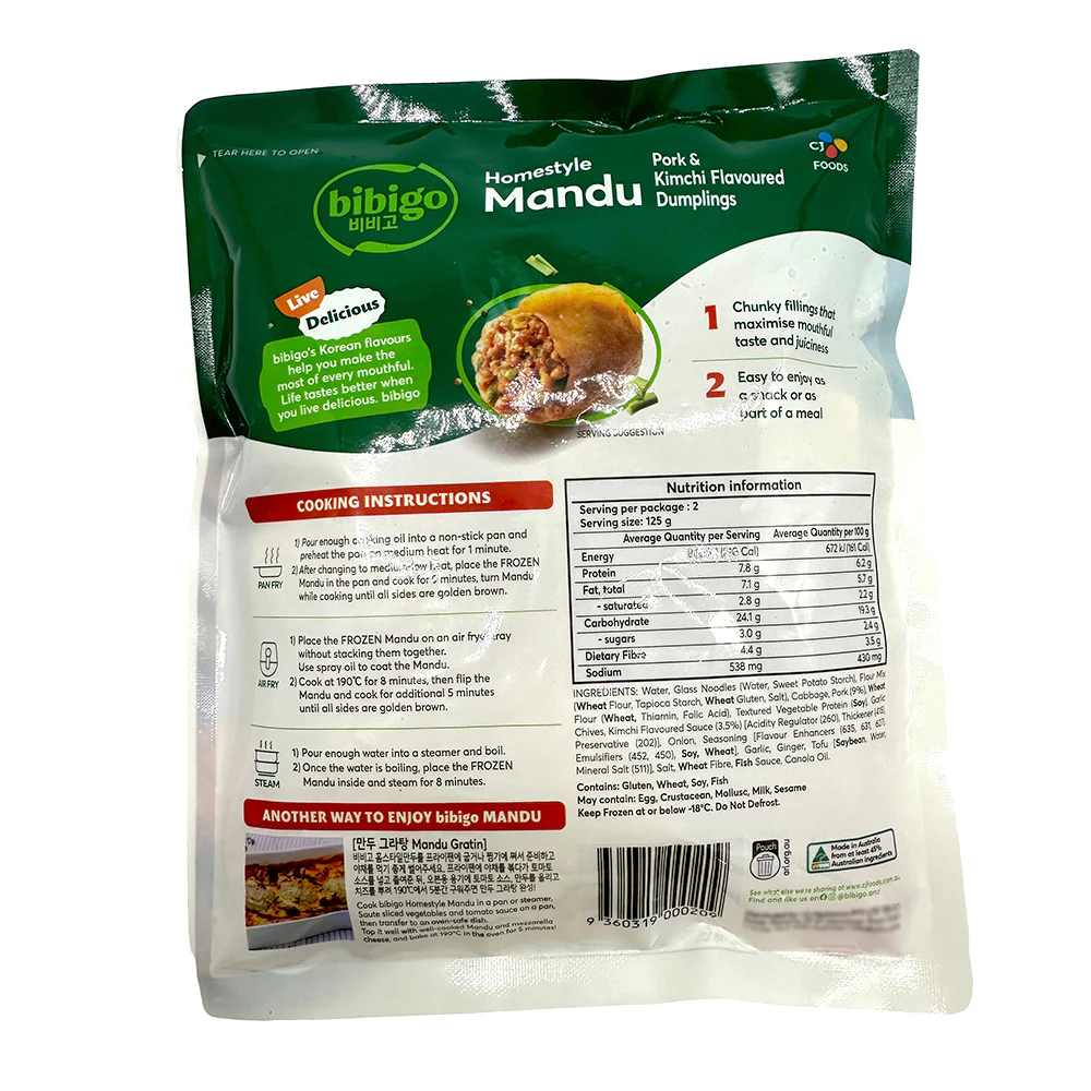 Bibigo Pork & Kimchi Flavoured Dumplings - 250g - Image 2