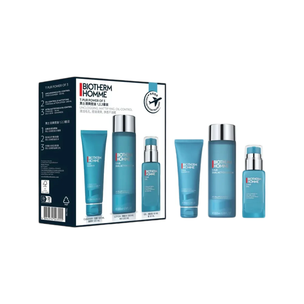 Biotherm Homme T-Pur Men’s Oil-Control Skincare Set (3 Pieces)