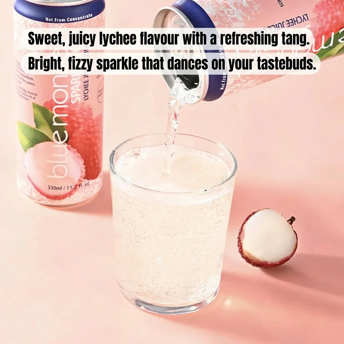 Blue Monkey Sparkling Lychee Juice Drink - 330ml x 16 Pack - Image 3