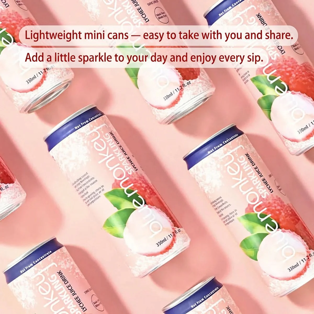 Blue Monkey Sparkling Lychee Juice Drink - 330ml x 16 Pack - Image 4