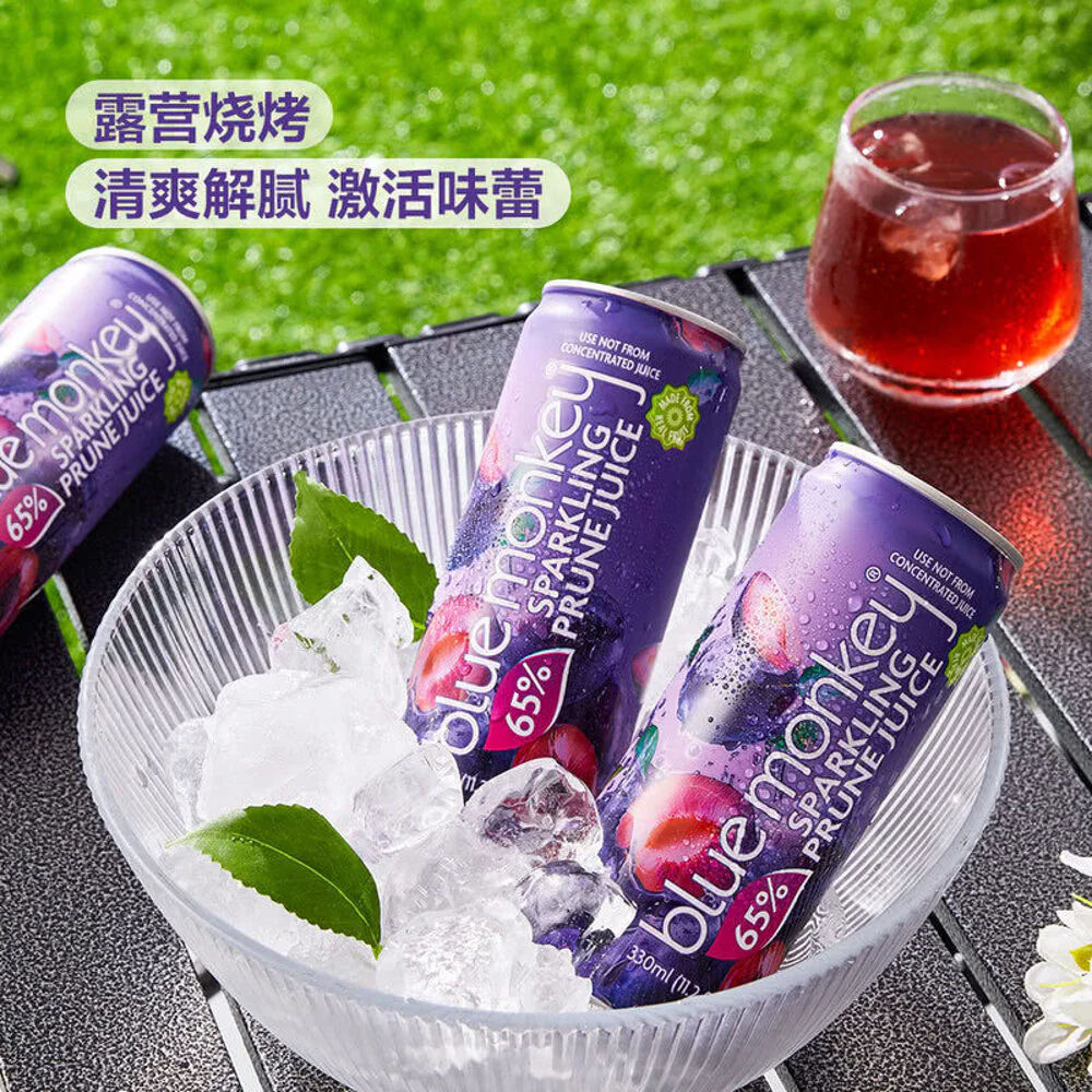 Blue Monkey Sparkling Prune Juice Drink 330ml x 16 Cans – Limited Import - Image 3