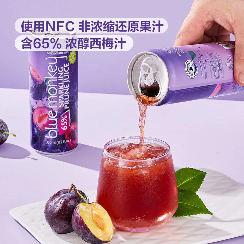 Blue Monkey Sparkling Prune Juice Drink 330ml x 16 Cans – Limited Import - Image 4