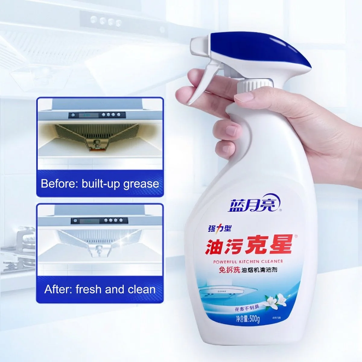 Blue Moon Powerful Kitchen Degreaser – Ginger Lily Scent 500g x 2 (1 Spray + 1 Refill) - Range Hood Cleaner - Image 3