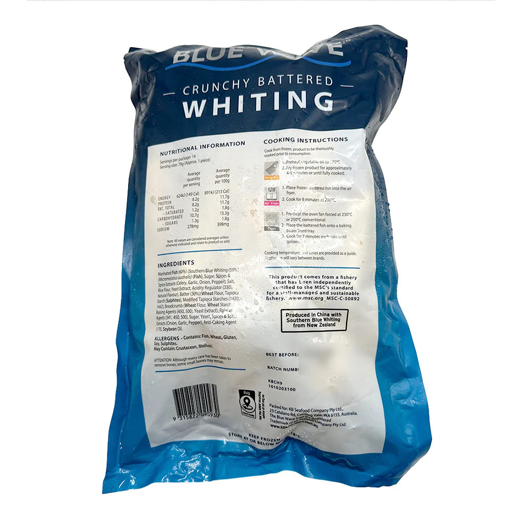 Blue Wave Crunchy Battered Whiting 1kg - Image 2