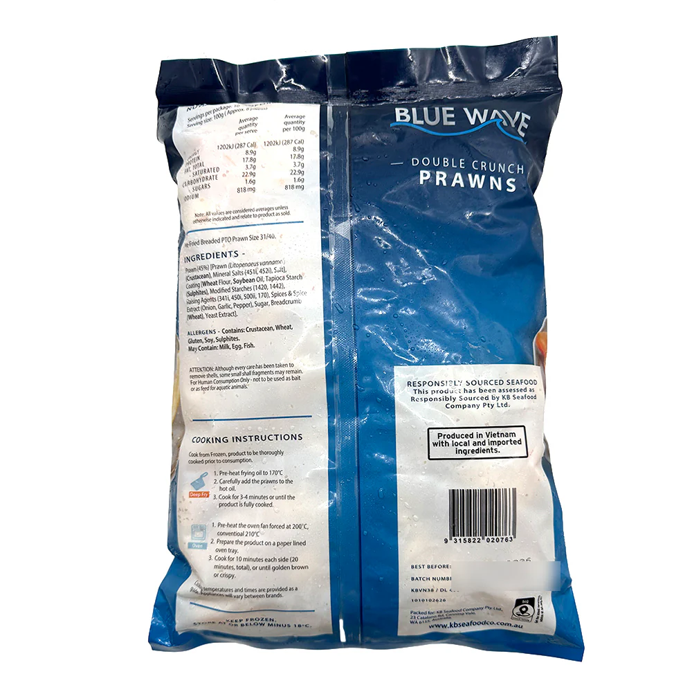 Blue Wave Double Crunch Prawns 1kg - Image 2