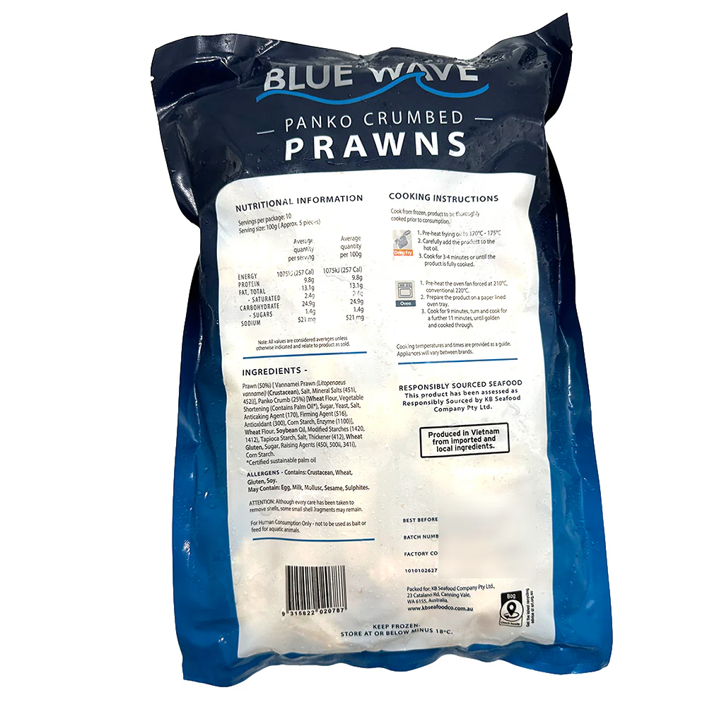 Blue Wave Panko Crumbed Prawns - 1kg - Image 3
