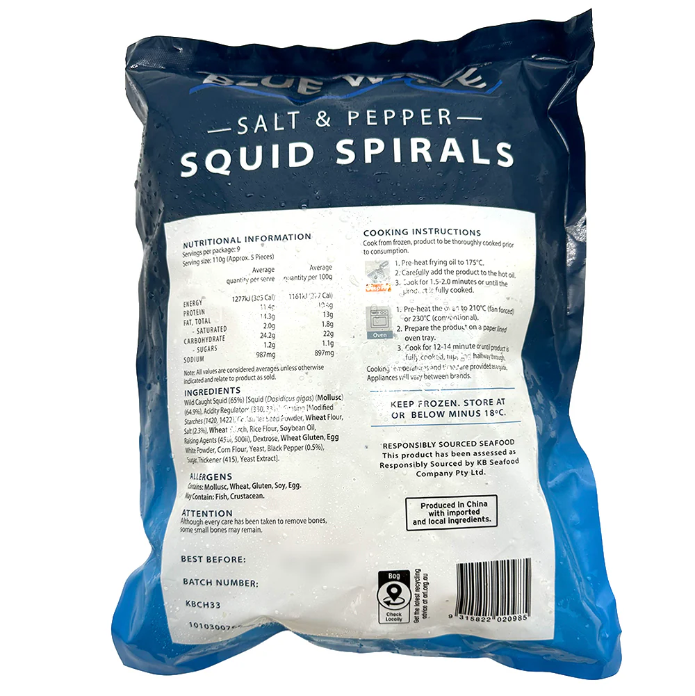 Blue Wave Salt & Pepper Squid Spirals - 1kg - Image 3