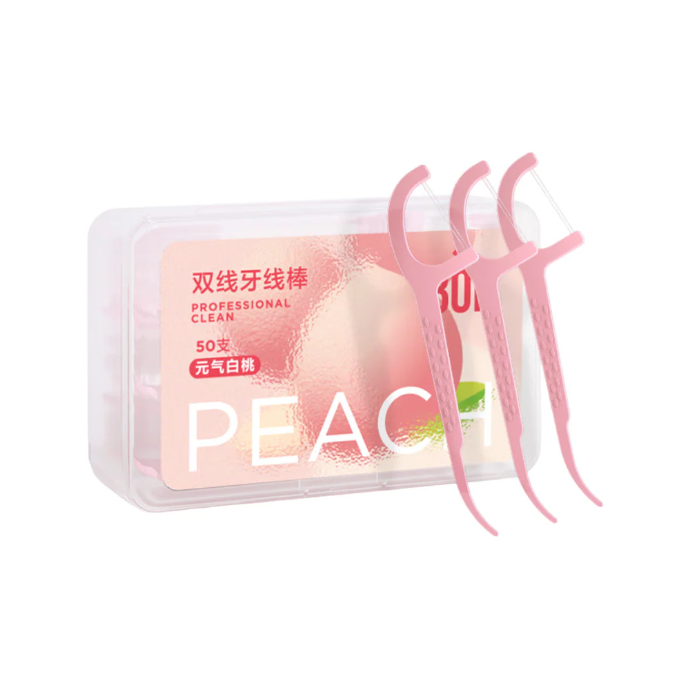 BOP Dual-Line Floss Picks Peach Flavor - 50 Pieces x 3 - Image 5