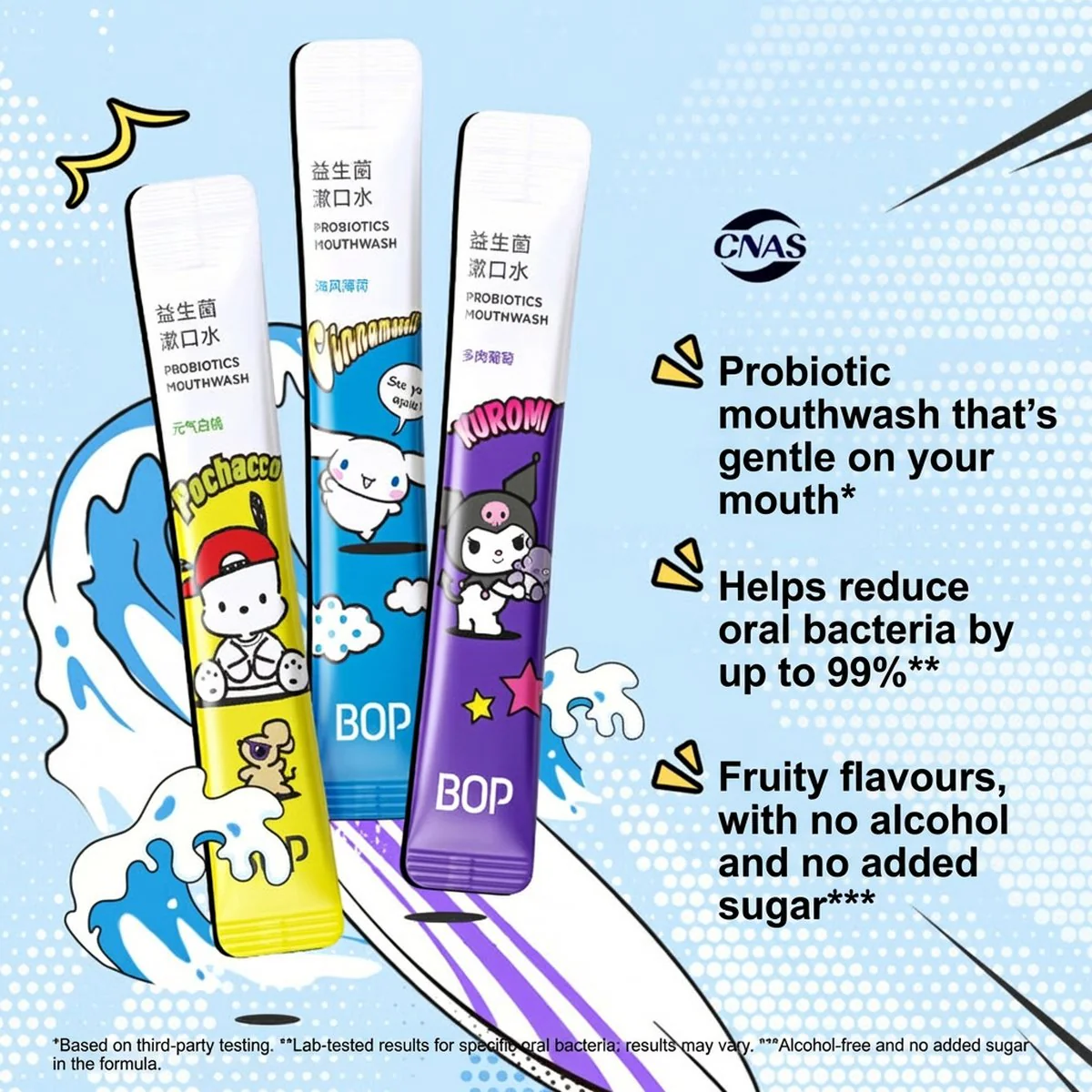 BOP x Sanrio Probiotics Mouthwash Mixed Fruit Flavor - 15 Sachets - Image 2