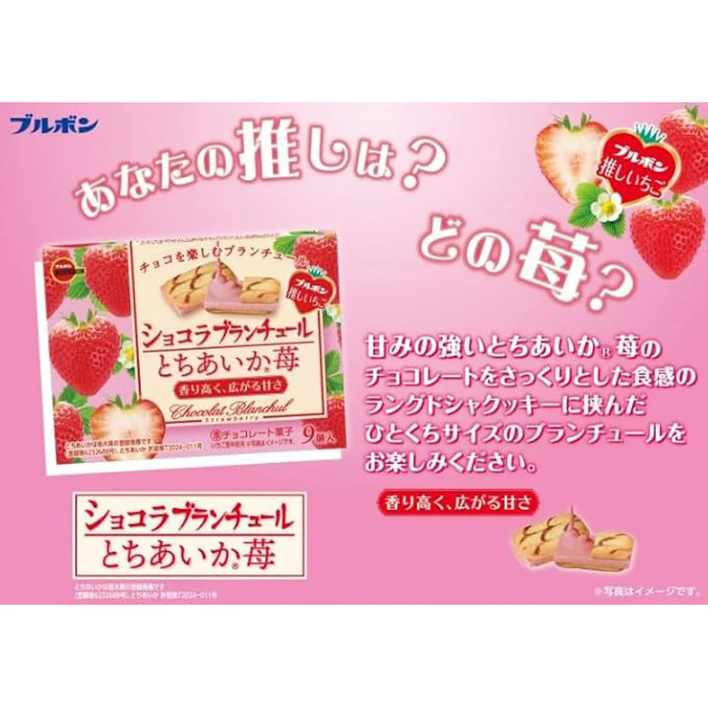 Bourbon Chocolat Blanchul Strawberry Sandwich Cookies 40g (9 Pieces) - Japanese Chocolate-Covered Biscuits - Image 3