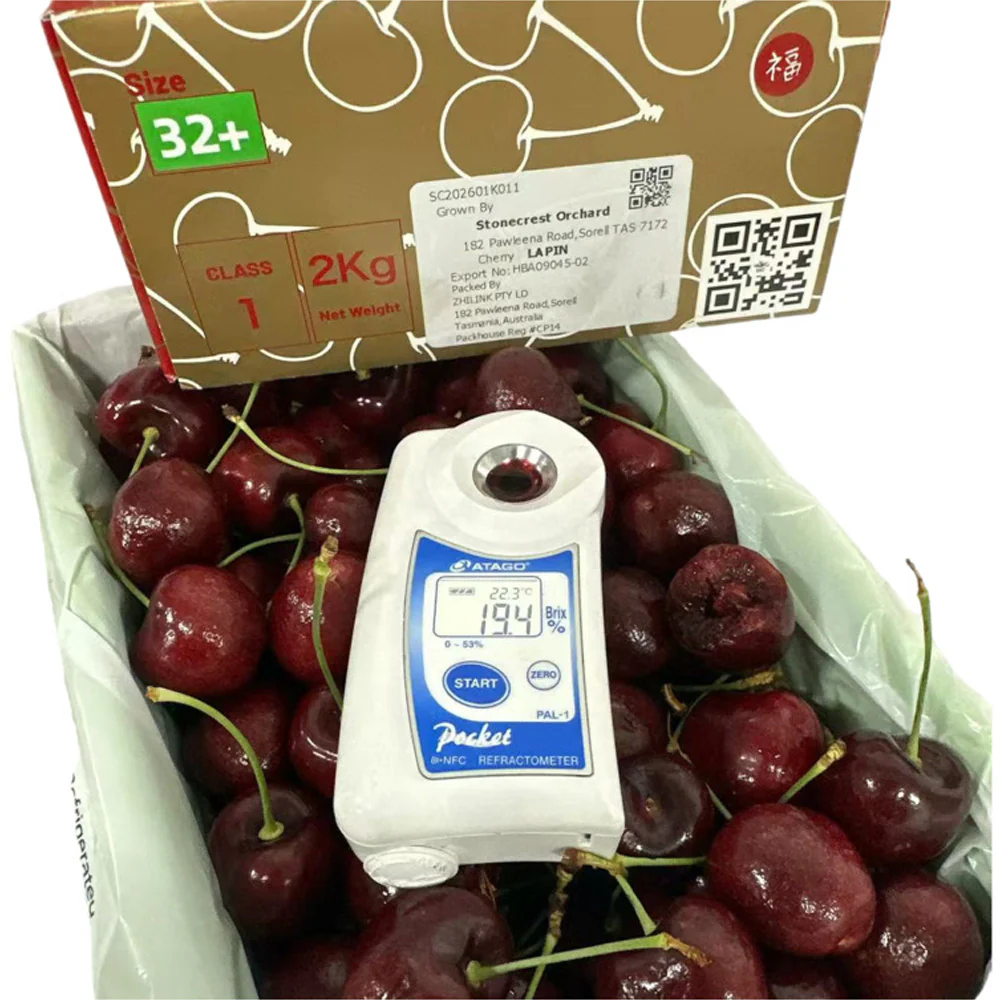 Bourbon Creek Orchards Tasmanian Lapin Cherries Gift Box 32mm+ 2kg - Image 2