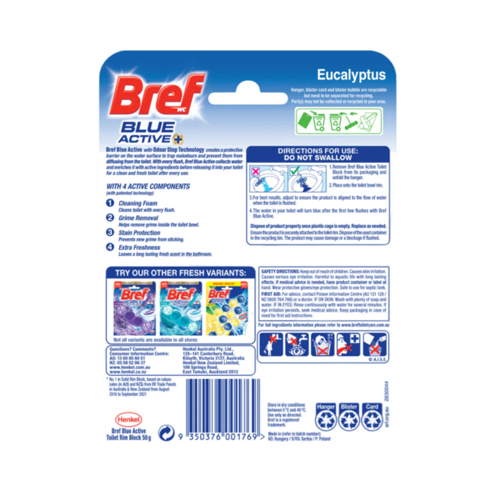 Bref Blue Active Eucalyptus Toilet Block 50g - Image 2