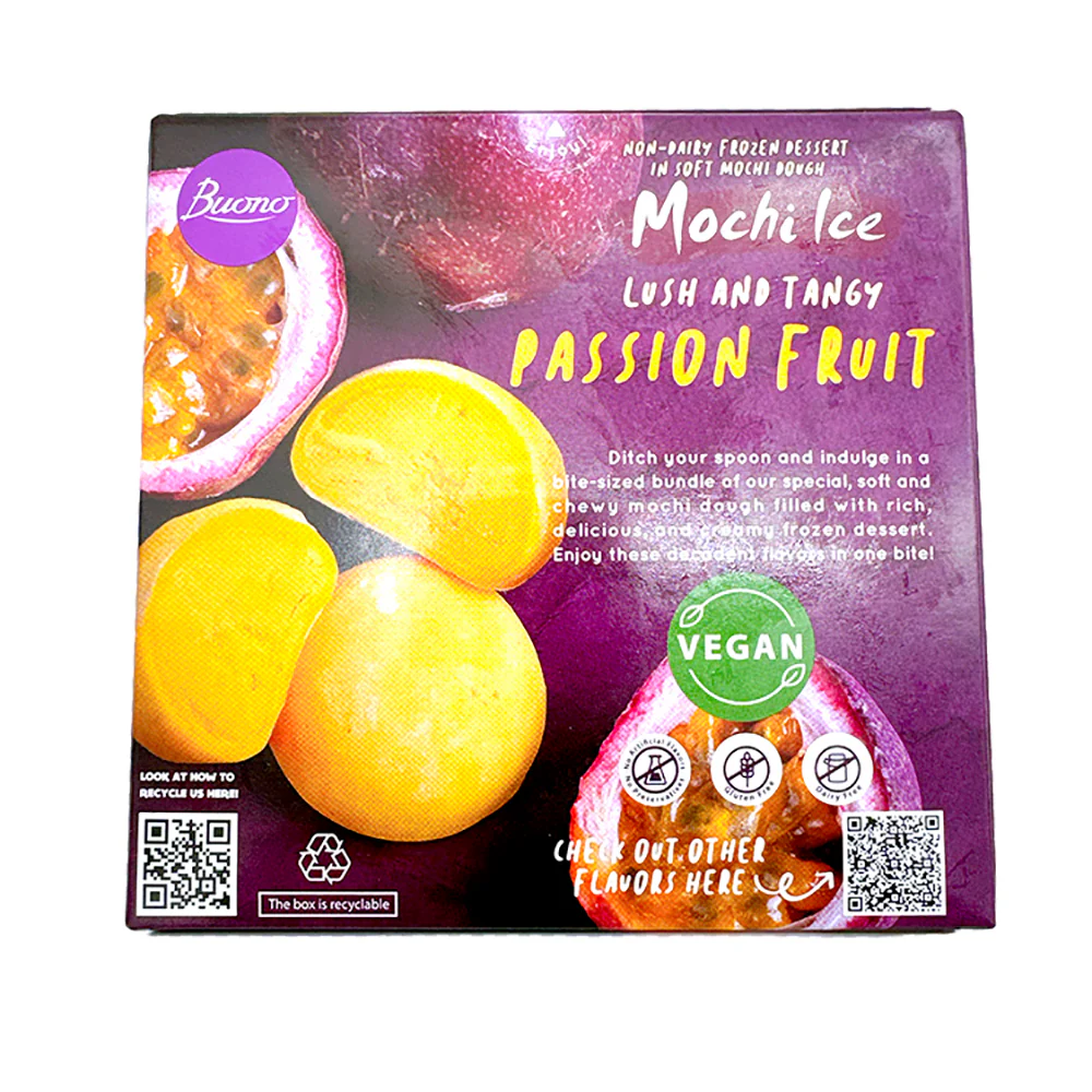 Buono Mochi Ice Cream Passion Fruit Flavor 6pcs 156g - Image 2