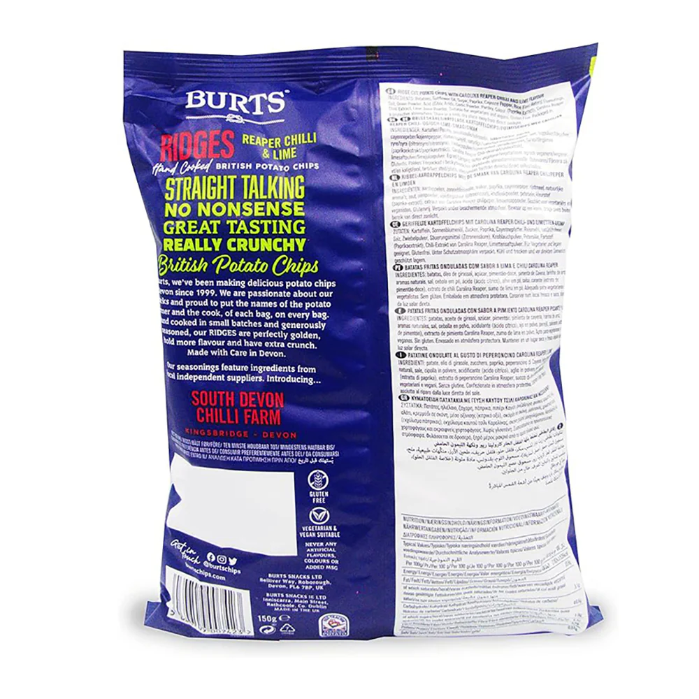 Burts Reaper Chilli & Lime Potato Chips - 150g - Image 2