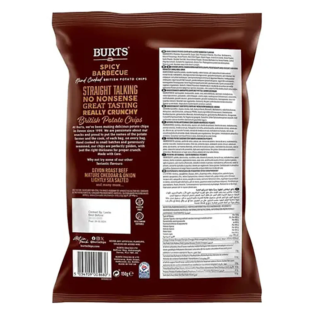 Burts Spicy Barbecue Potato Chips - 150g - Image 2