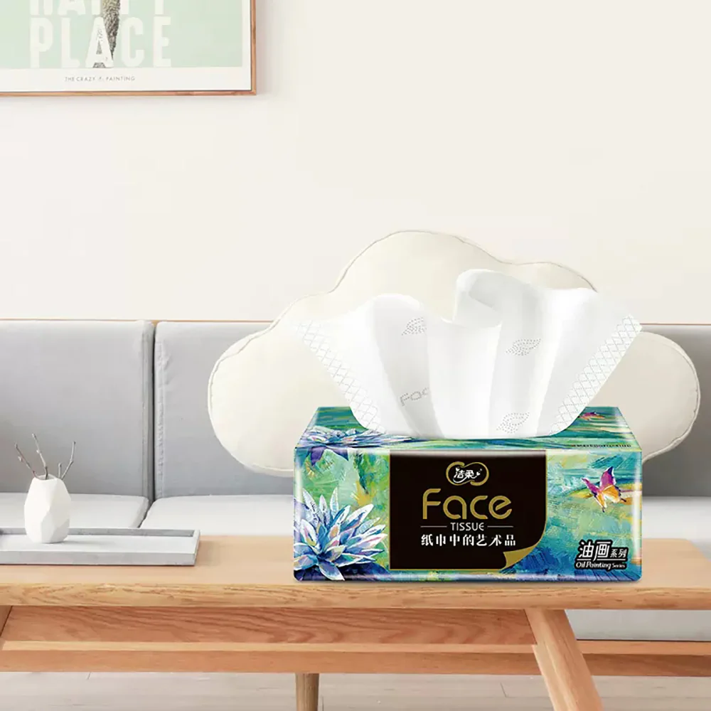 C&S Oil Painting Series 4-Ply Thickened Facial Tissues - 80 Sheets x 4 Packs - Image 2