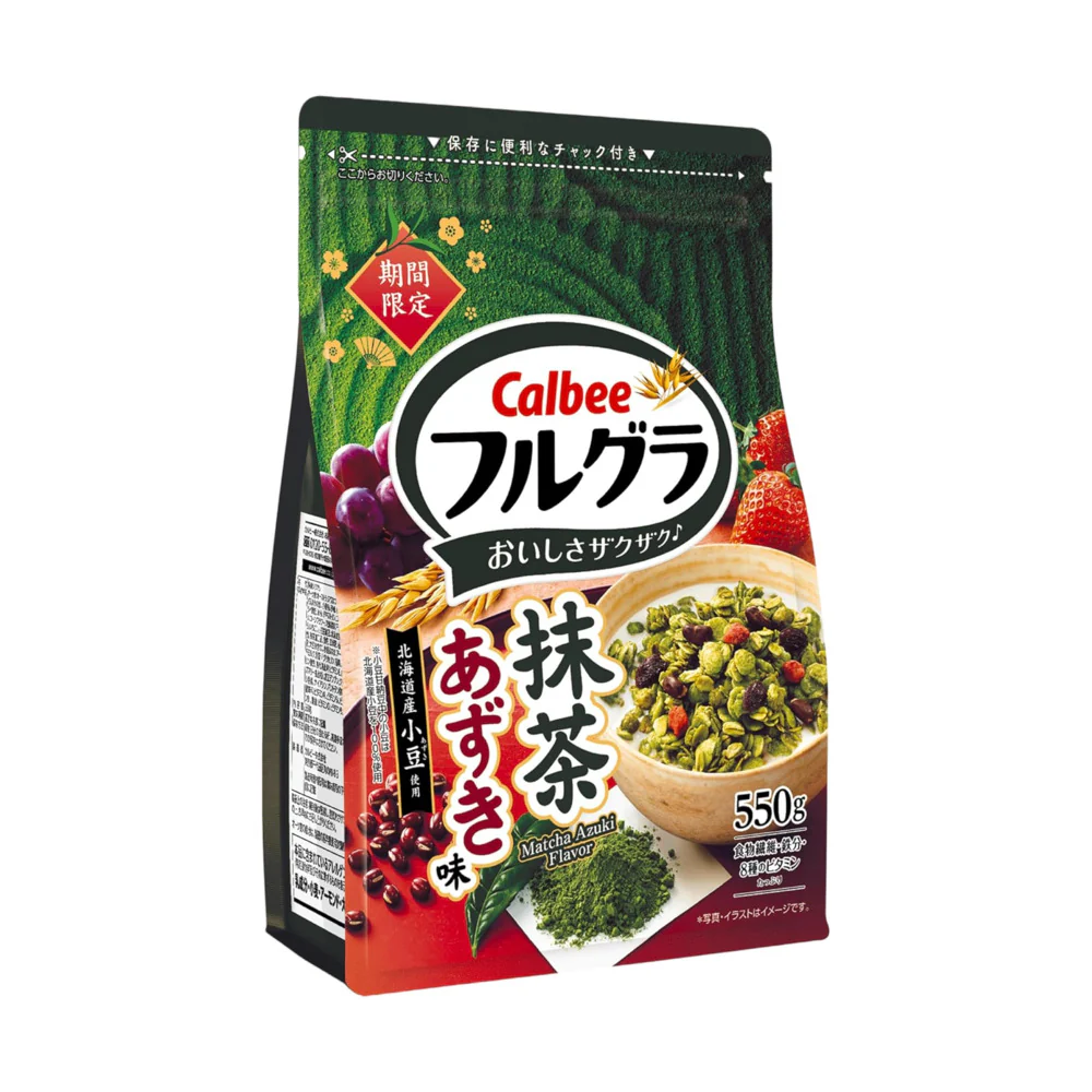 Calbee Frugra Whole Grain Granola Matcha & Azuki – Limited Edition 550g - Crunchy Japanese Breakfast Cereal
