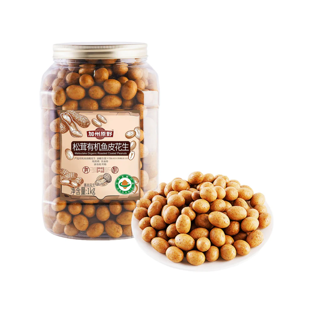California Field Matsutake Organic Fish-Skin Coated Peanuts 1kg - Crispy Coated Peanut Snack