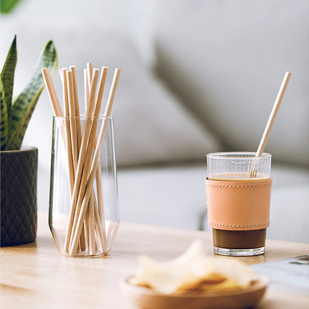 Camellia Natural Colour Paper Straws, Straight, Pack of 50 - Image 3