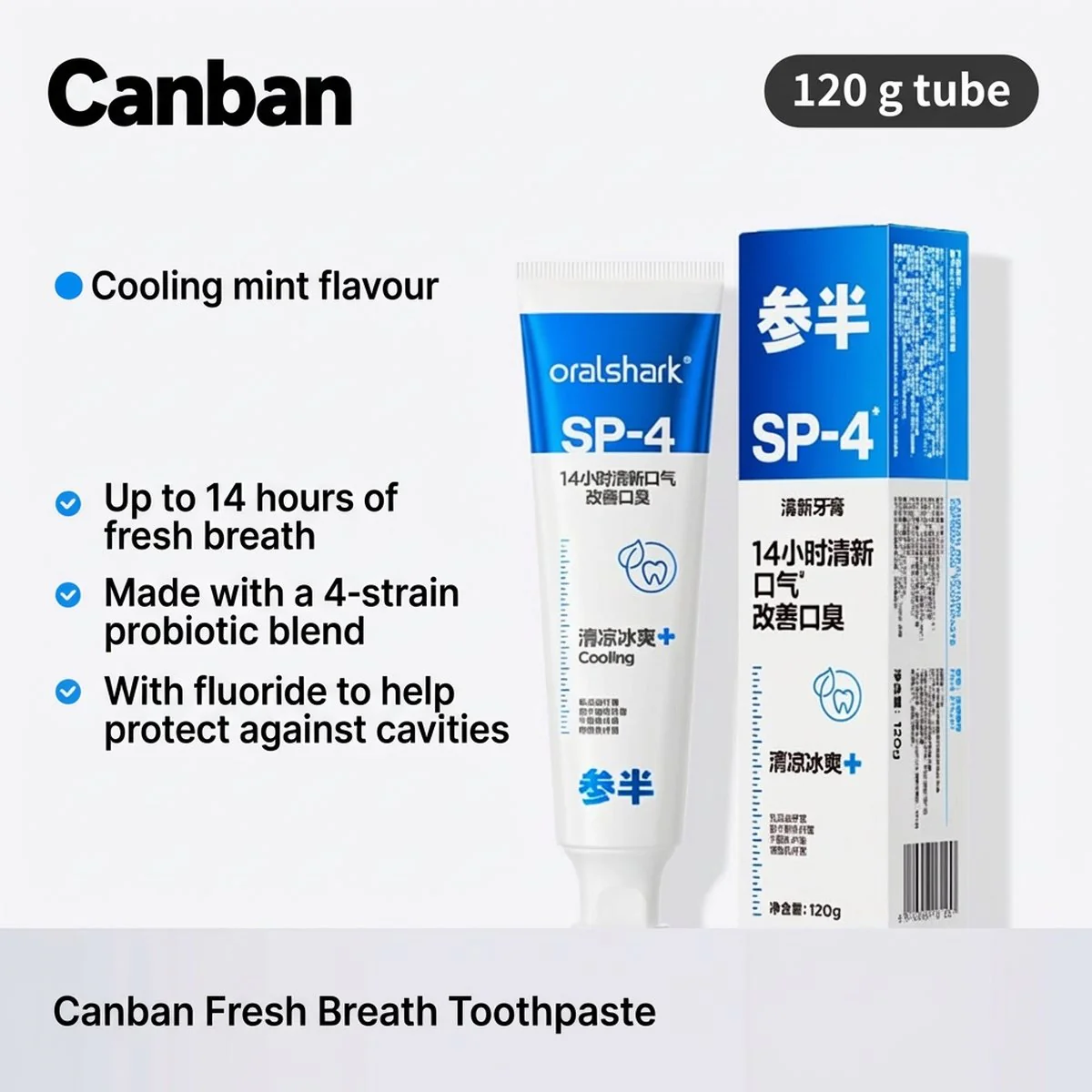 Canban Oralshark Dynamic Mint Fresh Toothpaste 120g - Image 2