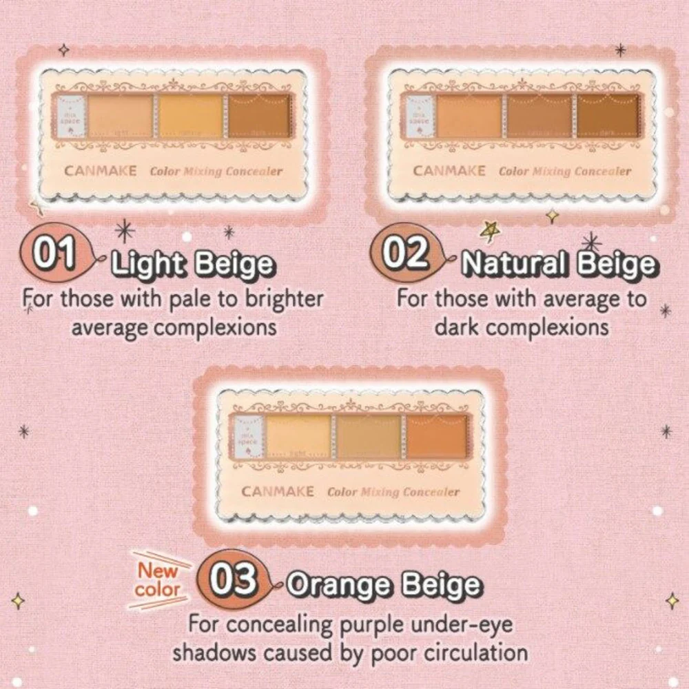 CANMAKE Color Mixing Concealer SPF50 PA++++ – 3-Colour Palette - Image 3