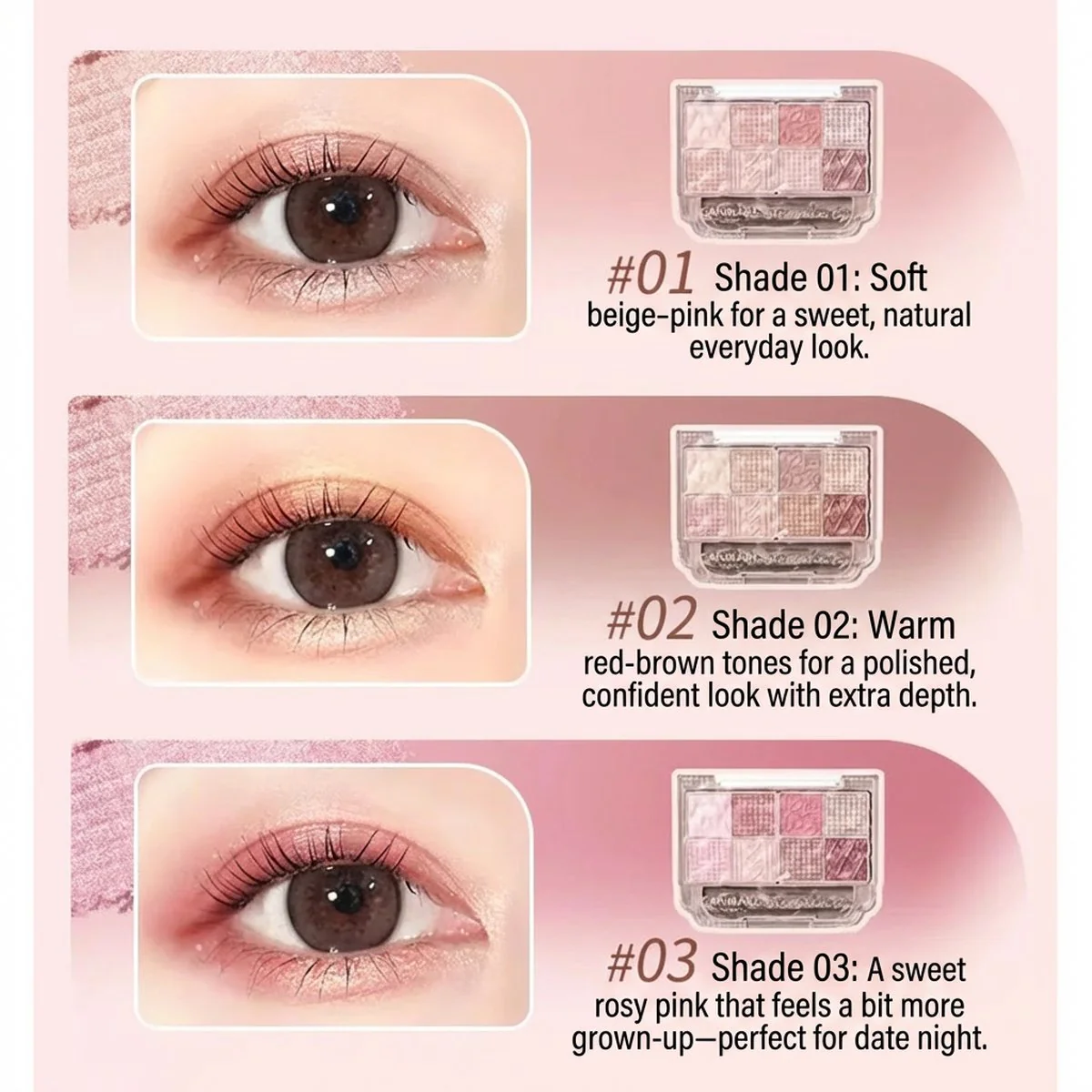 Canmake Petit Palette Eyes – Mini Eyeshadow Palette (Multiple Shades) - Image 3