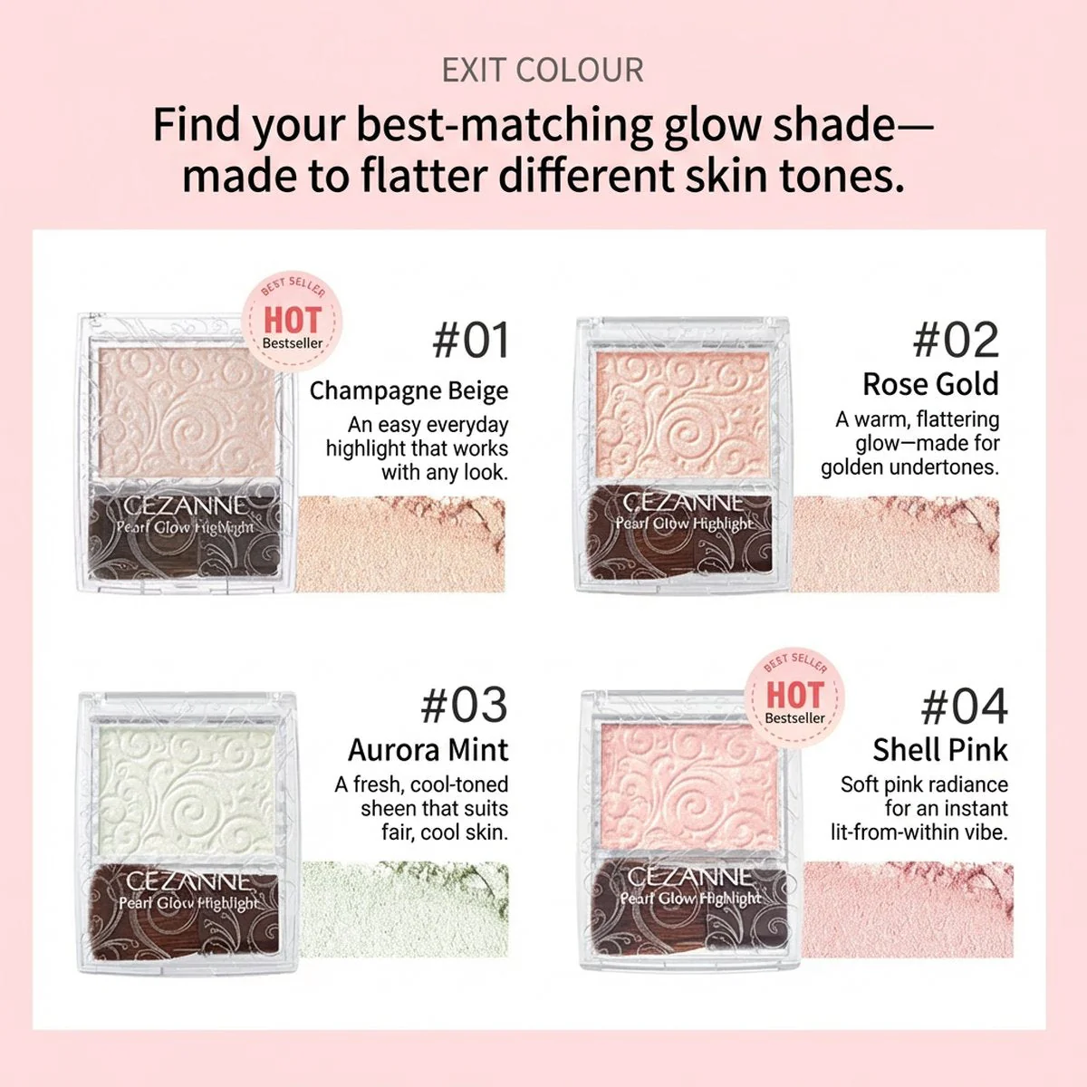 CEZANNE Pearl Glow Highlight – Luminous Powder Highlighter (Assorted Shades) - Image 5