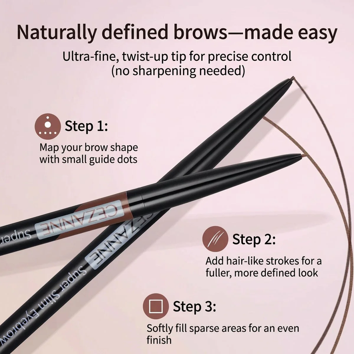 CEZANNE Super Slim Eyebrow Pencil 0.02g – Ultra-Fine 0.9mm Tip, Multiple Shades - Image 5
