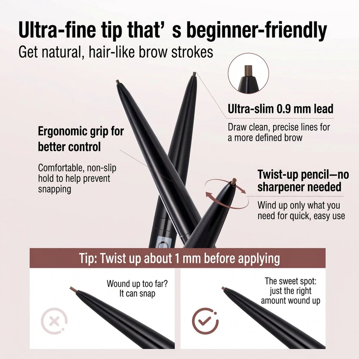 CEZANNE Super Slim Eyebrow Pencil 0.02g – Ultra-Fine 0.9mm Tip (Multiple Shades) - Image 3
