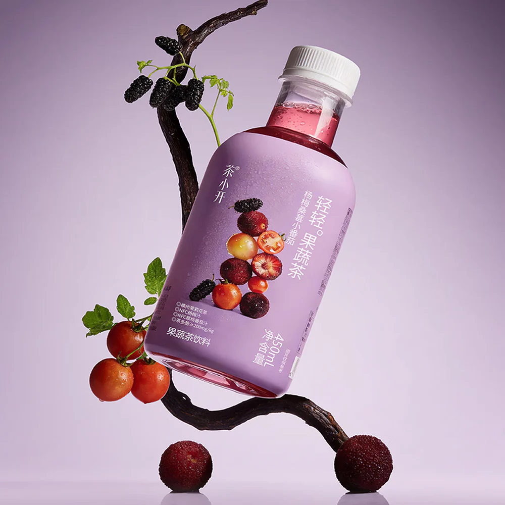 Cha Xiaokai Light Fruit & Veggie Tea Drink – Bayberry, Mulberry & Cherry Tomato 450ml - Image 5