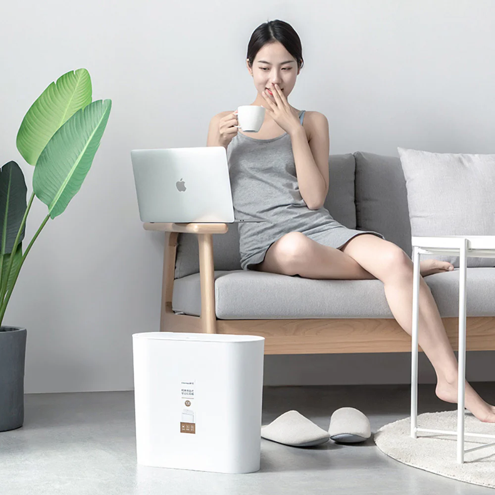 Chahua Collin Flip-Top Narrow Trash Can - White - Image 3