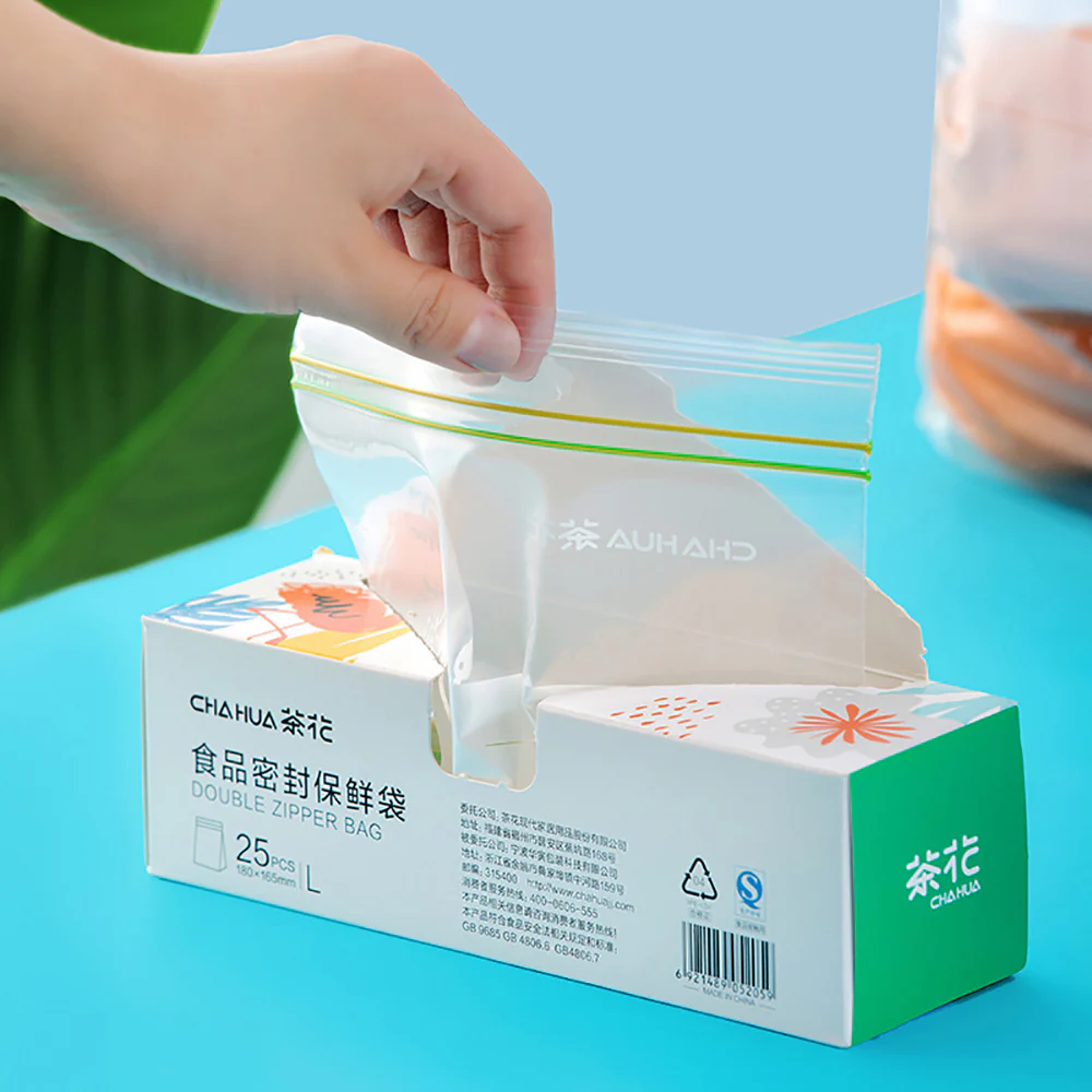Chahua Double Zipper Food Storage Bags - Large, 25 Pieces - Image 3