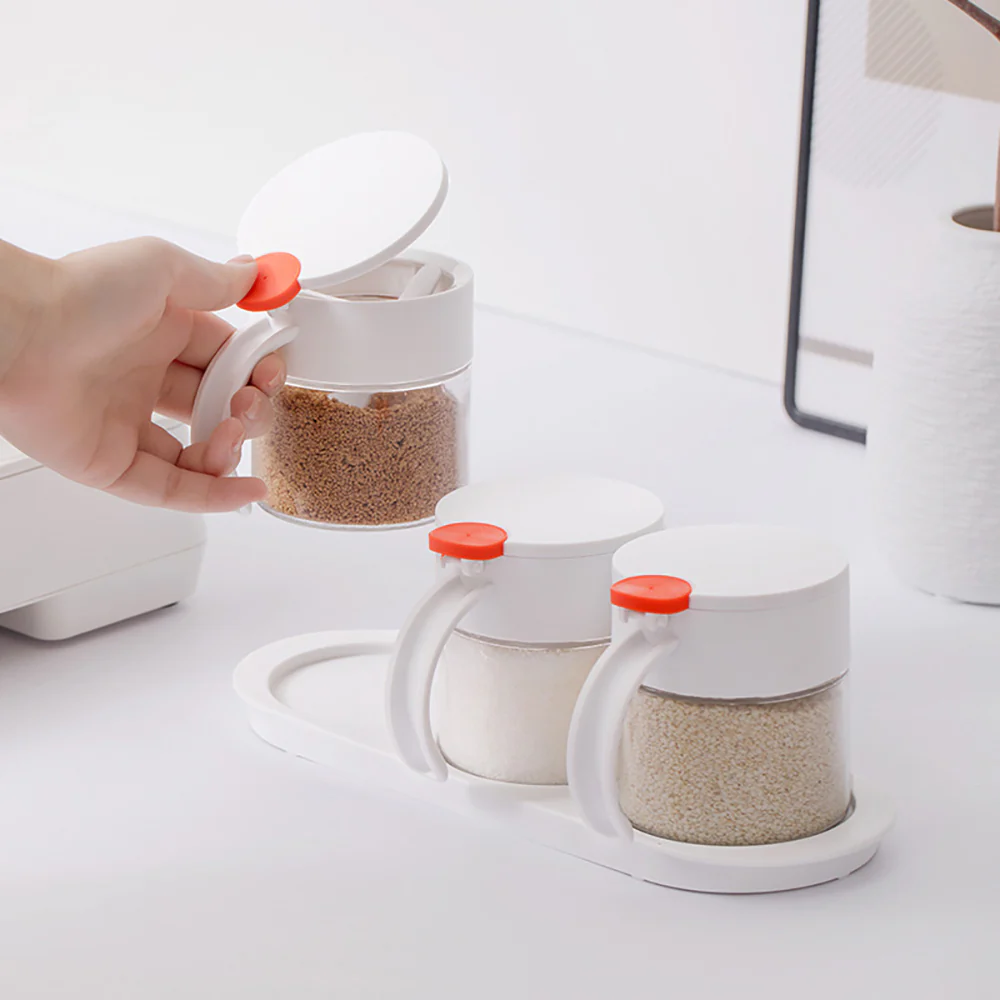 Chahua Round Dot Glass Spice Jars - Set of 3 - Image 2