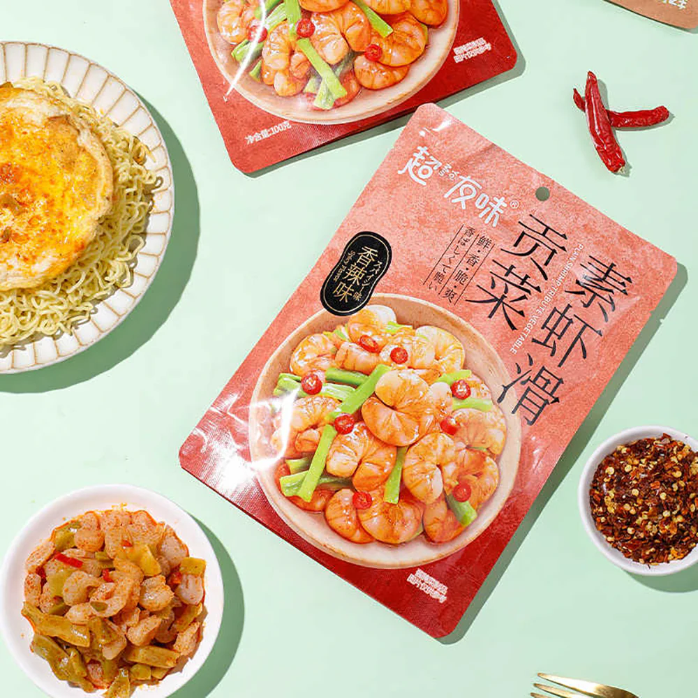 ChaoYouWei Spicy Flavored Vegetarian Shrimp with Tribute Vegetable - 100g - Image 2