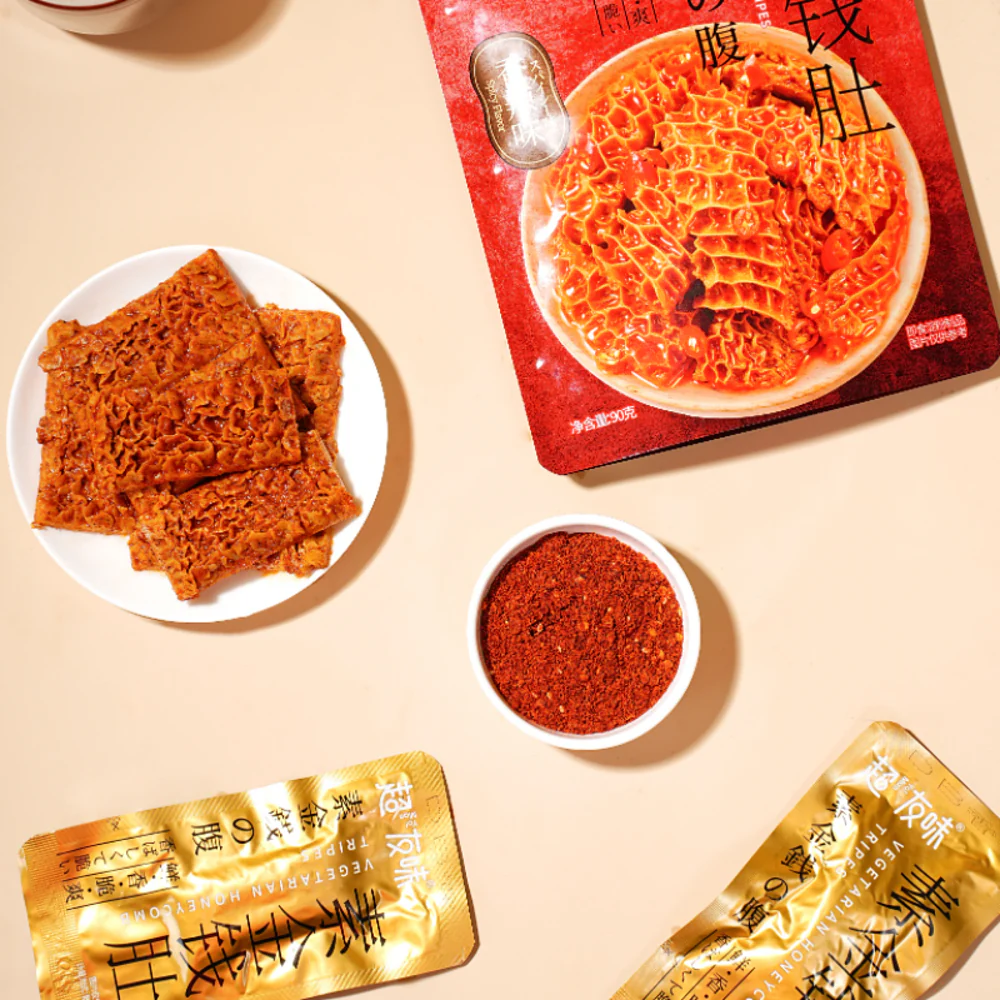 Chaoyouwei Spicy Plant-Based Honeycomb Tripe (Konjac) 90g - Ready-to-Eat Konjac Snack - Image 2