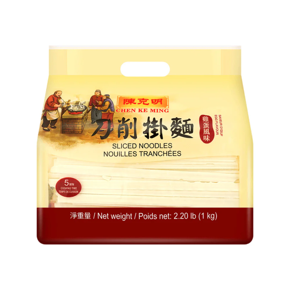 Chen Ke Ming Egg Flavour Sliced Noodles 1kg - Knife-Cut Style Dried Noodles