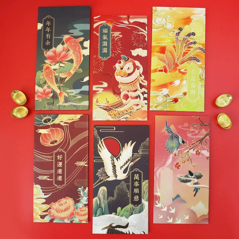 Chinese Style Red Envelopes - Mixed Pack of 6 X2