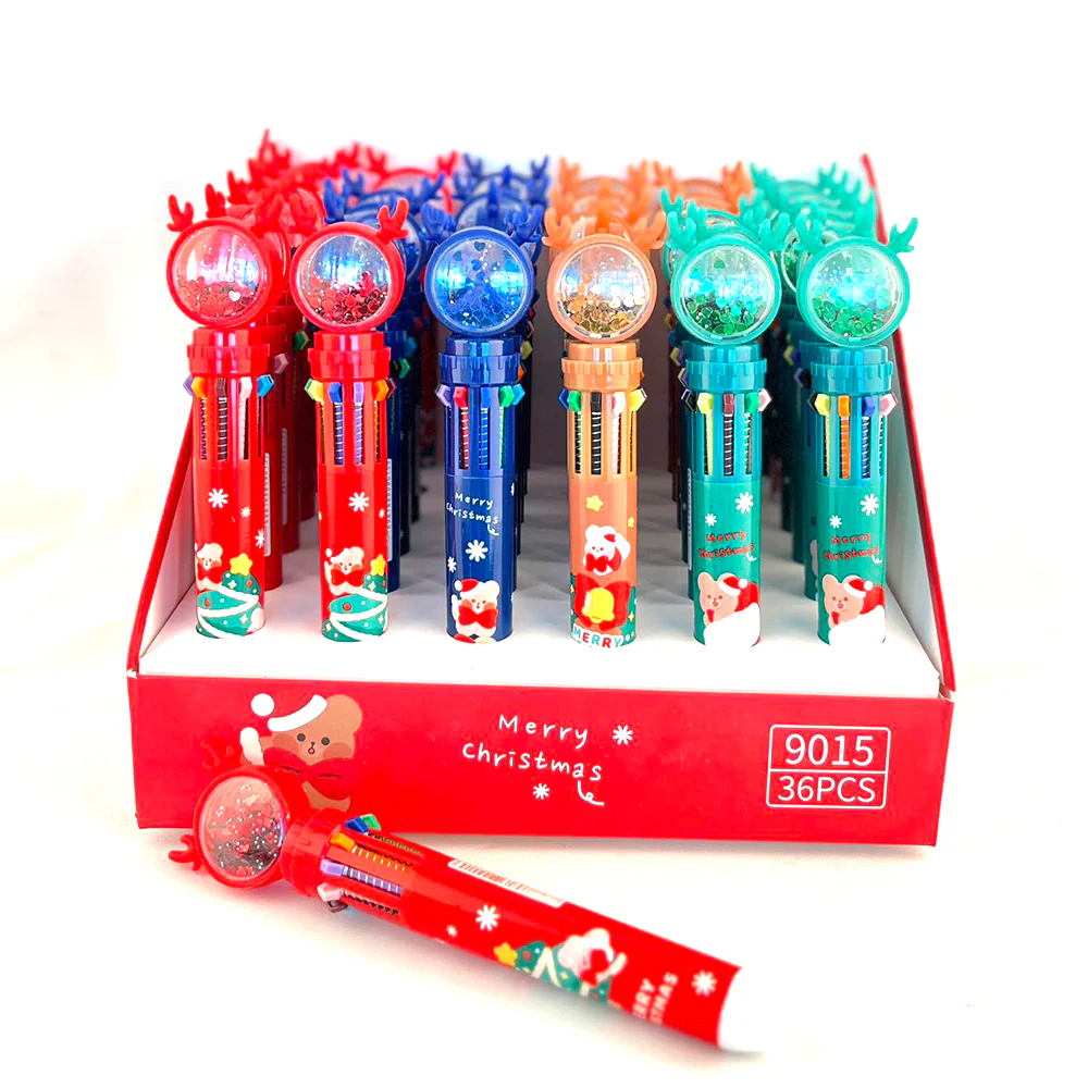 Christmas 10-Color Ballpoint Pen - Reindeer/Cartoon Animal Random - Image 2