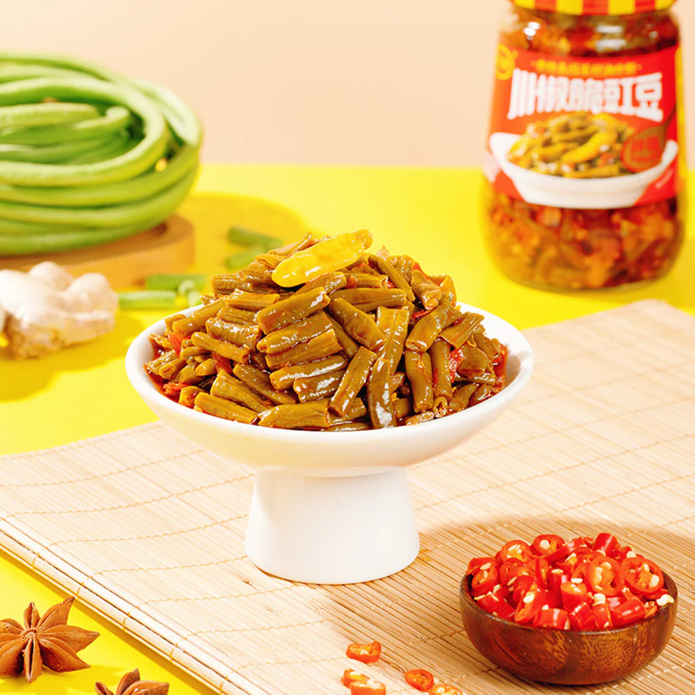 Chuannan Sichuan Chili Crispy Yardlong Beans 330g - Spicy Pickled Long Beans Side Dish - Image 2