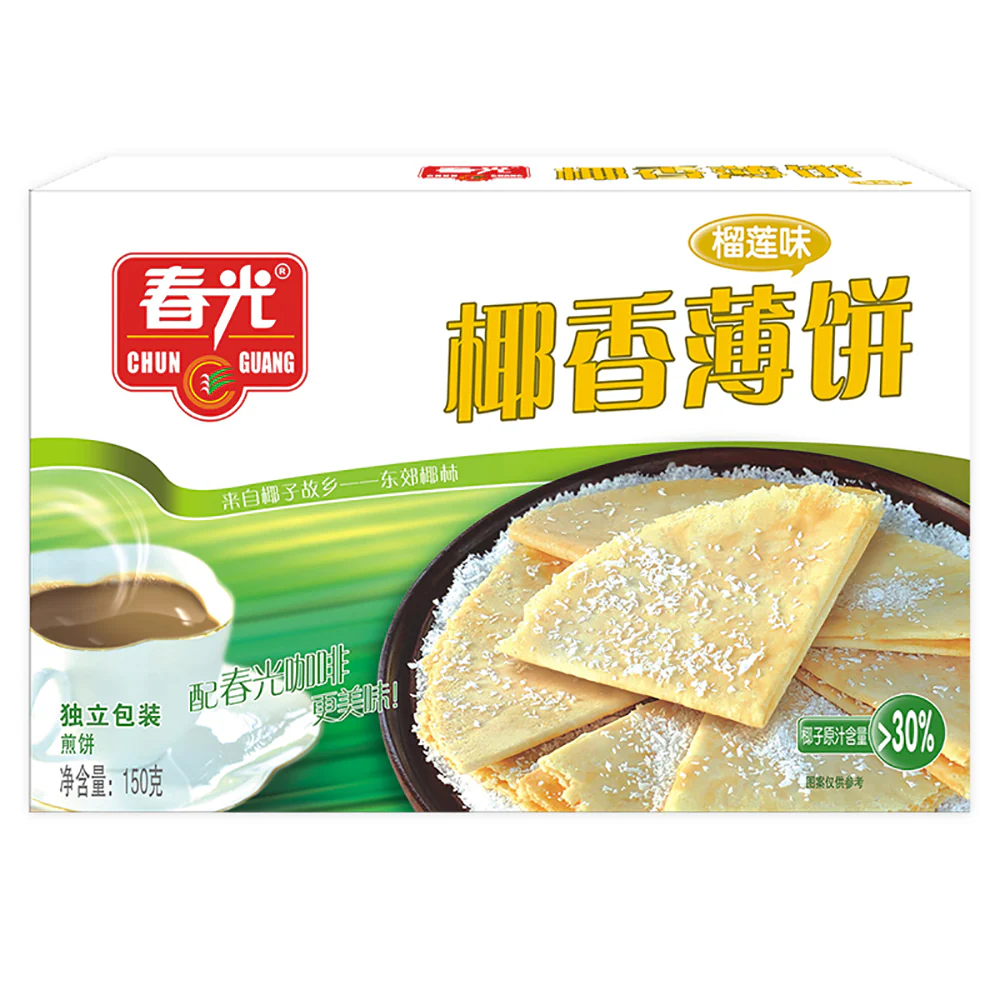 Chun Guang Coconut Thin Biscuits - Durian Flavor - 150g - Image 3
