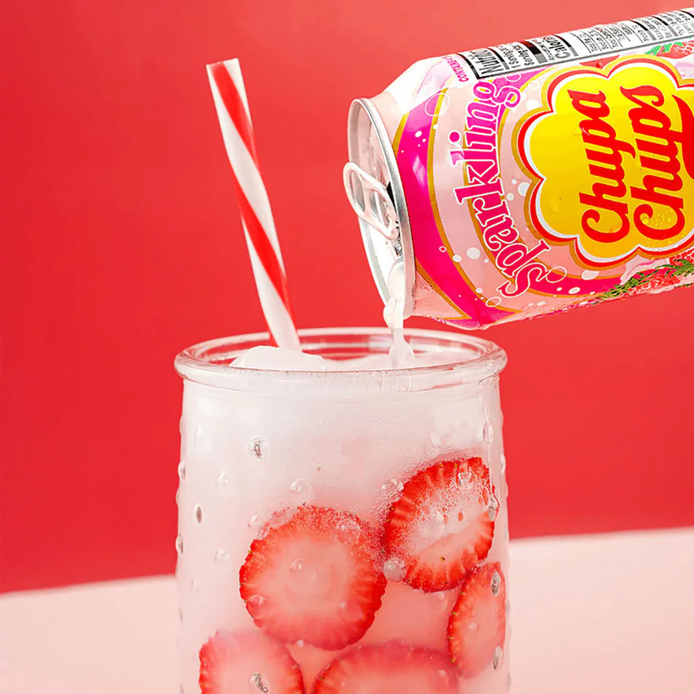 Chupa Chups Sparkling Strawberry Drink - 345ml - Image 2