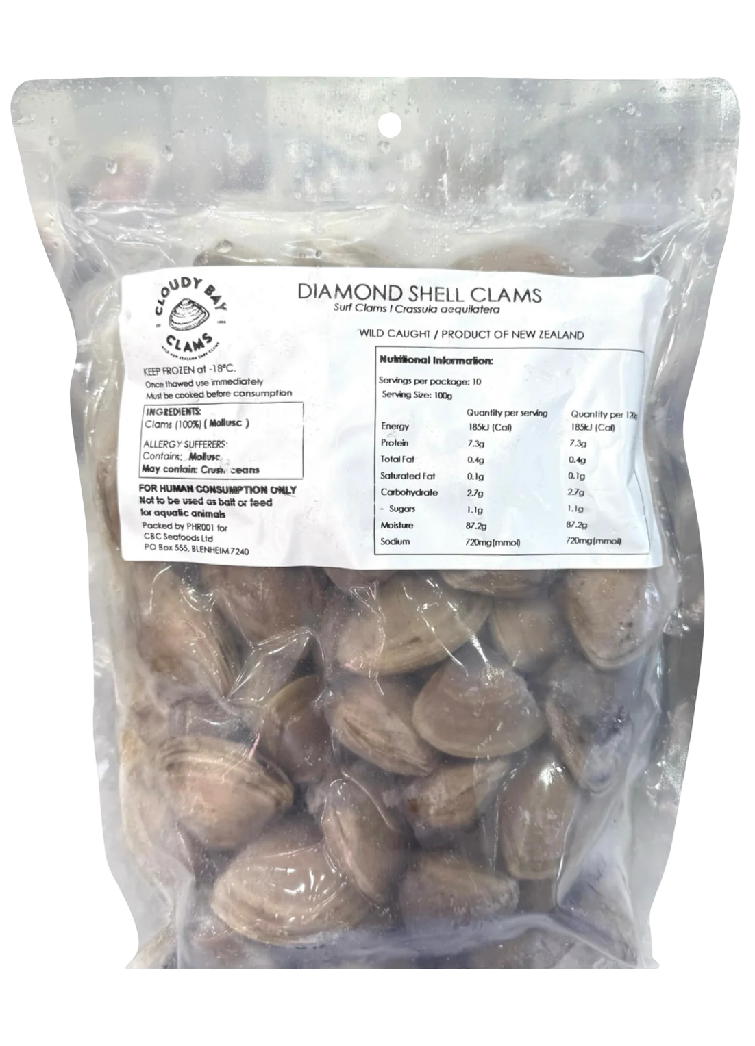 Cloudy Bay Diamond Shell Clams, Frozen, New Zealand – 1kg - Image 4