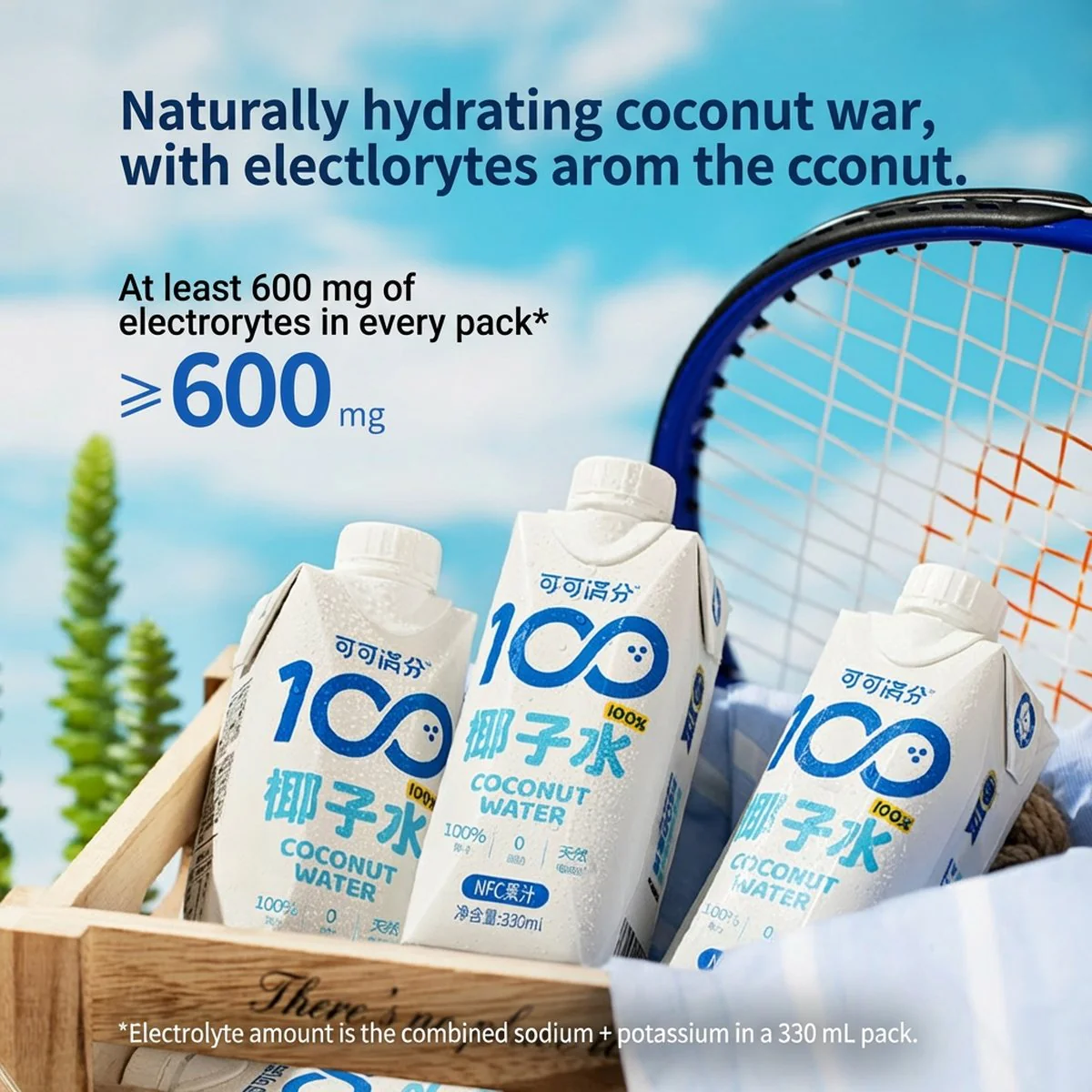 Coco 100 Coconut Water 330ml – 100% Juice, Not From Concentrate (NFC) - Image 3