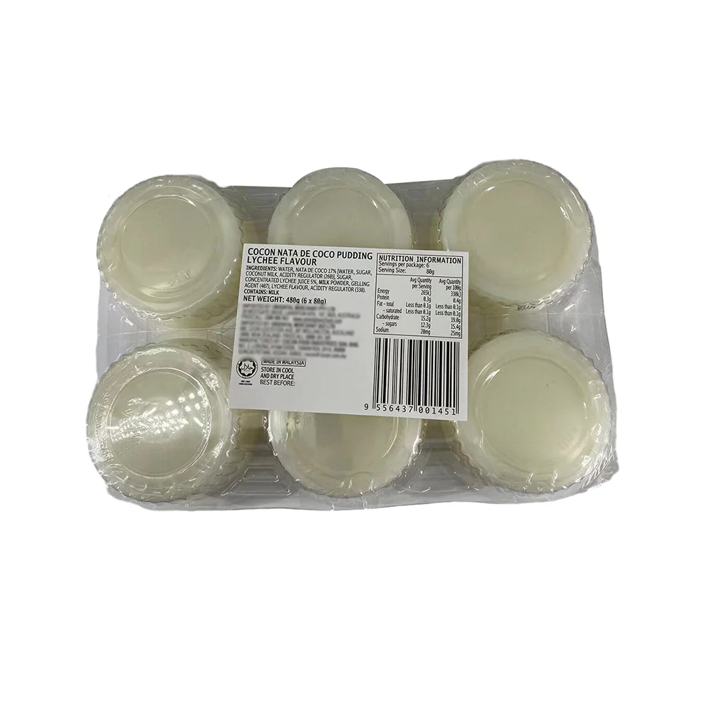 Cocon Lychee Flavored Coconut Pudding - 6 Pack, 480g - Image 3