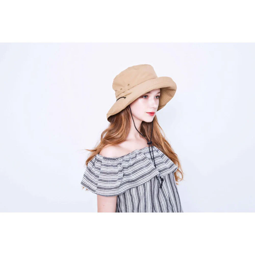 COGIT Waterproof Breathable Wide-Brim Sun Hat - Beige - UV-Protective Bucket Hat with Chin Strap - Image 2