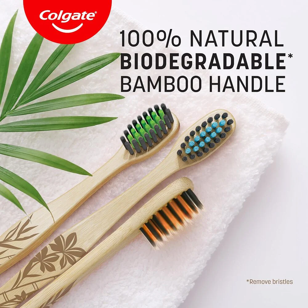 Colgate Bamboo Charcoal Soft Toothbrushes with Bamboo Handle - 2 Pack - Image 4