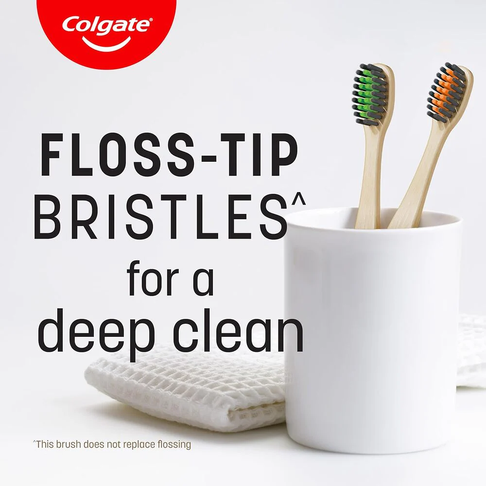 Colgate Bamboo Charcoal Soft Toothbrushes with Bamboo Handle - 2 Pack - Image 5