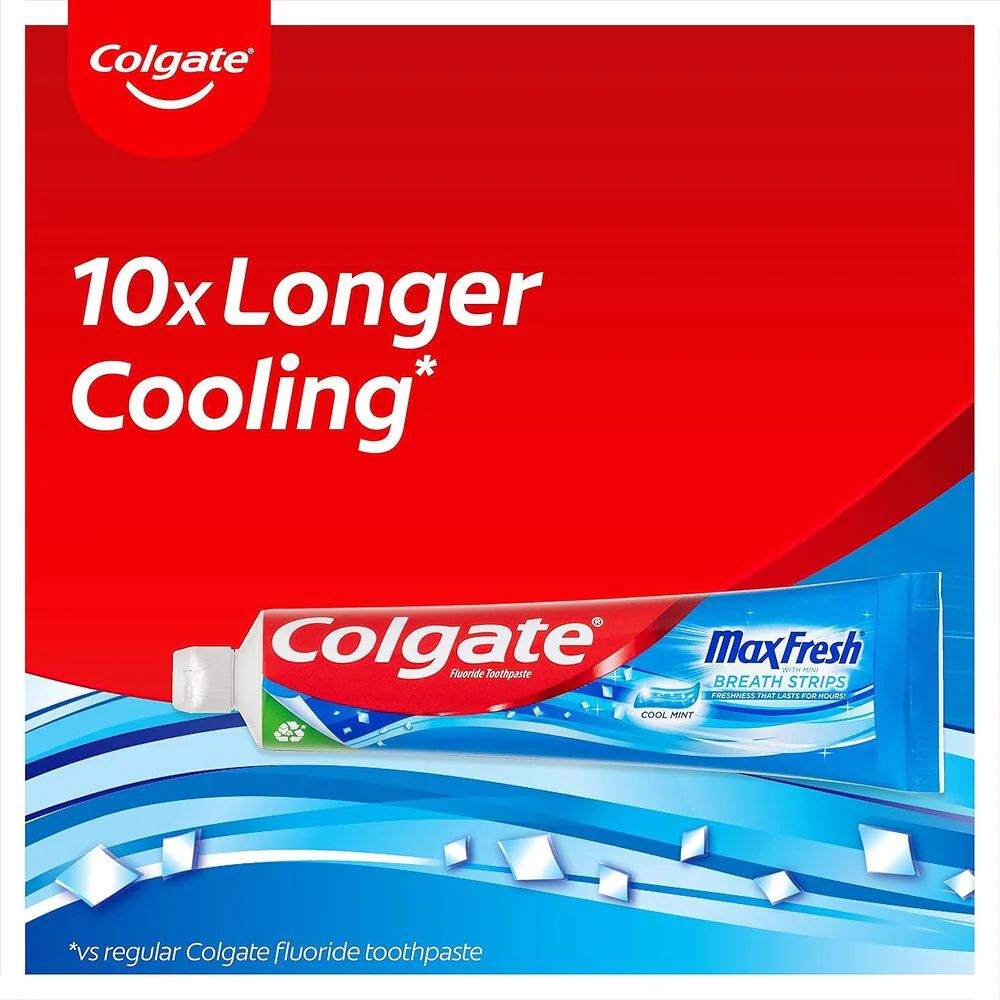 Colgate MaxFresh Cool Mint Toothpaste with Breath Strips 115g - Image 2